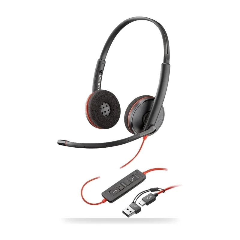 Auriculares Poly Blackwire 3220 + Adaptador USB-C/A/ con Micrófono/ Bulk/ Negros