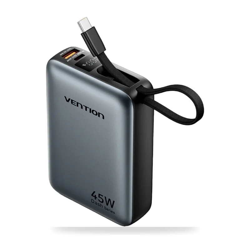 Powerbank 20000mAh Vention FHGH0/ 45W/ Gris/ Incluye Cable USB Tipo-C