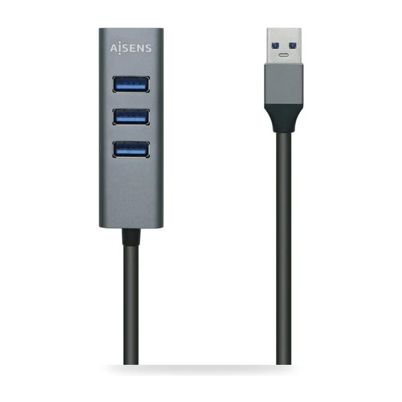 Hub USB 3.0 Aisens/ 4xUSB/ Gris