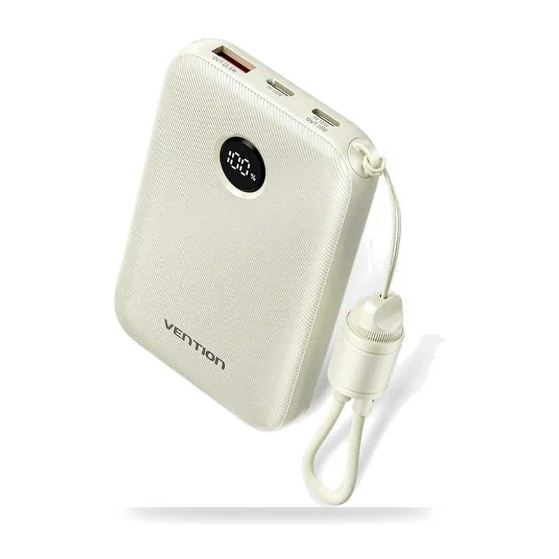 Powerbank 10000mAh Vention FKAN0-C/ 22.5W/ Gris/ Incluye Cable USB Tipo-C