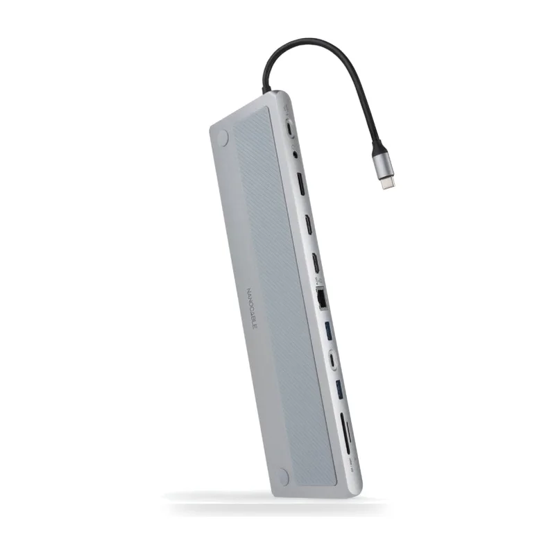 Docking Tipo-C Nanocable 10.16.1012/ 3xUSB/ 1xUSB Tipo-C/ 2xHDMI 4K/ 1xDisplayPort/ 1xRJ45/ 1xLector tarjetas/ 1xJack 3.5/ 1xUSB Tipo-C PD/ Gris
