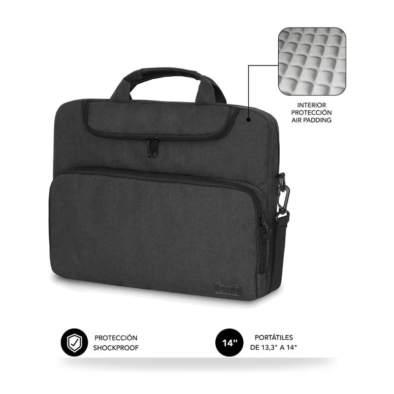 Maletín Subblim Air Padding para Portátiles hasta 14"/ Gris Oscuro
