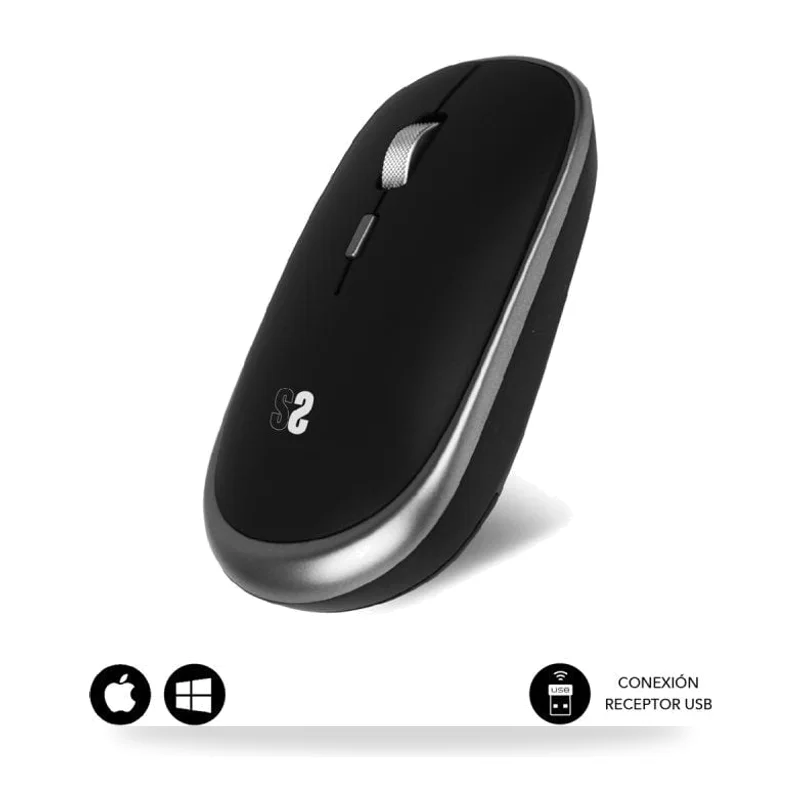 Ratón Mini Inalámbrico Subblim Wireless Mini/ Hasta 1600 DPI/ Gris Espacial