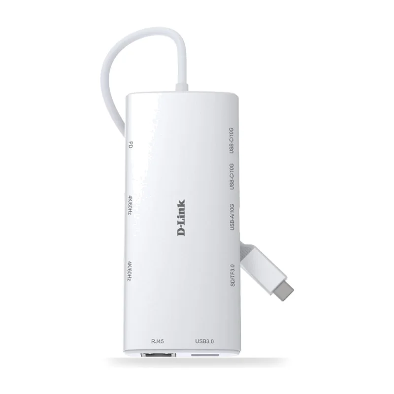 Docking USB Tipo-C D-Link/ 1xUSB/ 2xUSB Tipo-C/ 2xHDMI 4K/ 1xRJ45/ 1xLector de Tarjetas/ 1xUSB Tipo-C PD/ Blanco