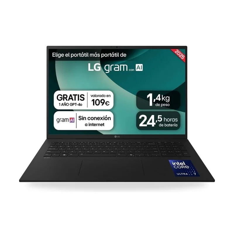 Portátil LG Gram Intel Core Ultra 7-258V/ 32GB/ 1TB SSD/ 17"/ Windows 11 Pro