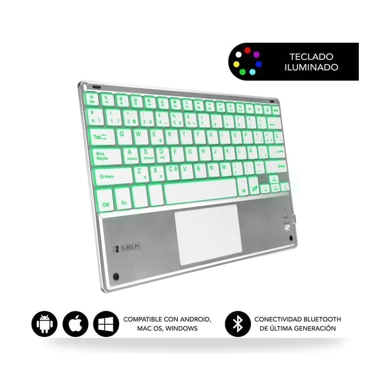 Teclado Compacto Inalámbrico Subblim/ Plata