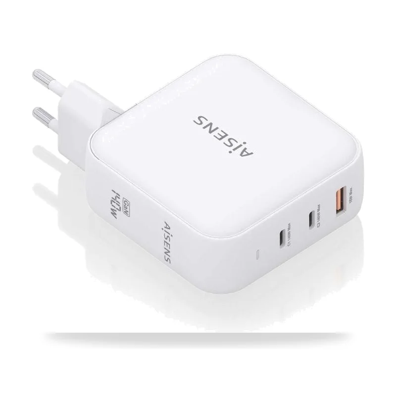 Cargador de Pared GaN Aisens/ 2xUSB Tipo-C/ 1xUSB/ 140W