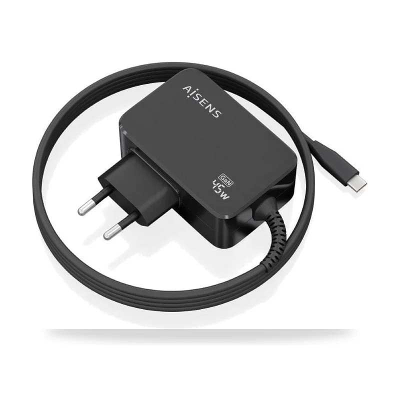 Cargador de Pared GaN Aisens/ 1xUSB Tipo-C + Cable 1.8m/ 45W