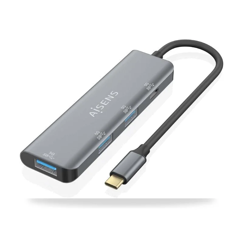 Hub USB Tipo-C Aisens/ 3xUSB/ 1xUSB Tipo-C/ Gris