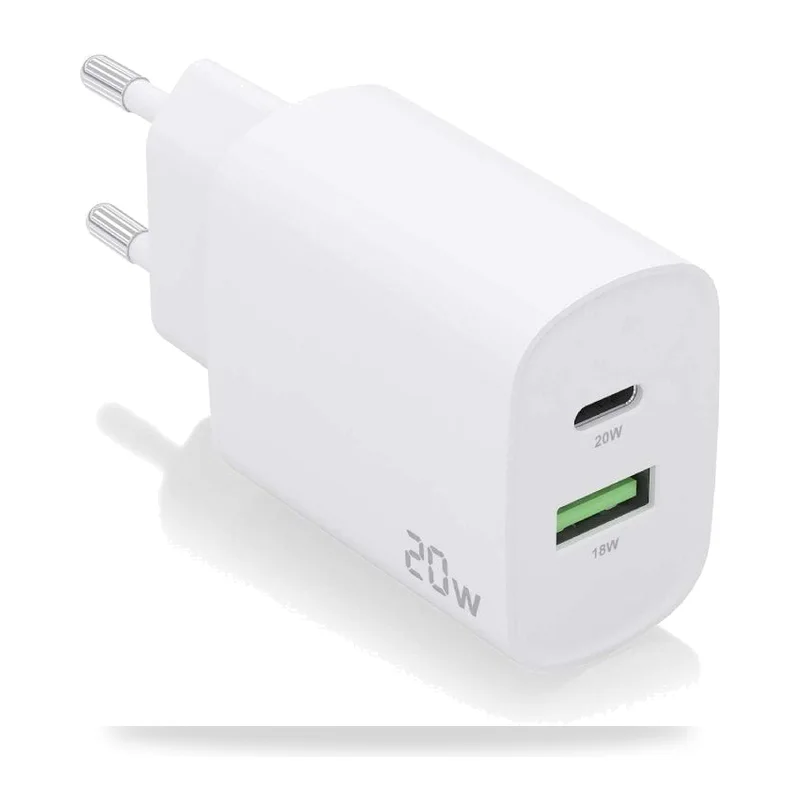 Cargador de Pared Aisens A110-0754/ 1xUSB Tipo-C/ 1xUSB/ 20W