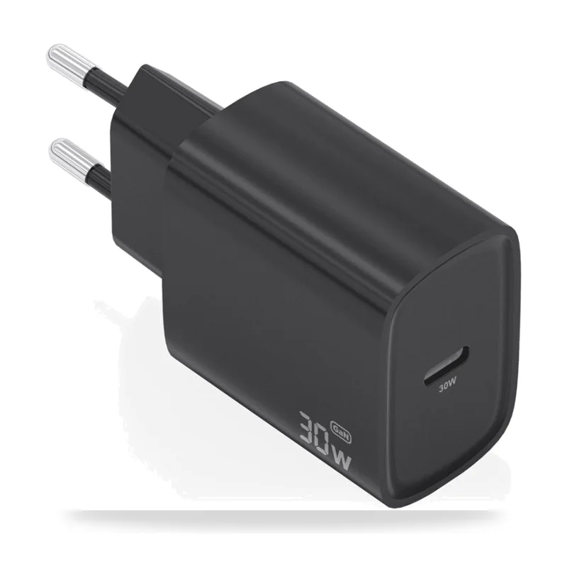 Cargador de Pared GaN Aisens A110-0951/ 1xUSB Tipo-C/ 30W/ Negro