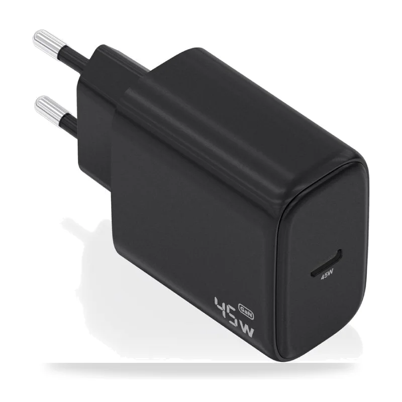 Cargador de Pared GaN Aisens A110-0970/ 1xUSB Tipo-C/ 45W/ Negro