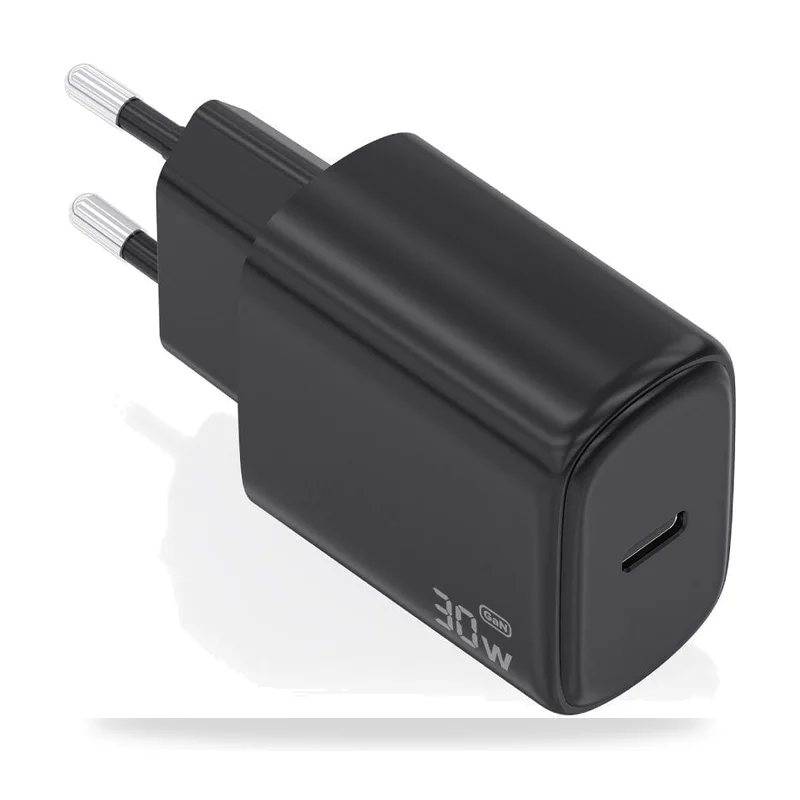 Cargador de Pared GaN Aisens A110-0976/ 1xUSB Tipo-C/ 30W/ Negro
