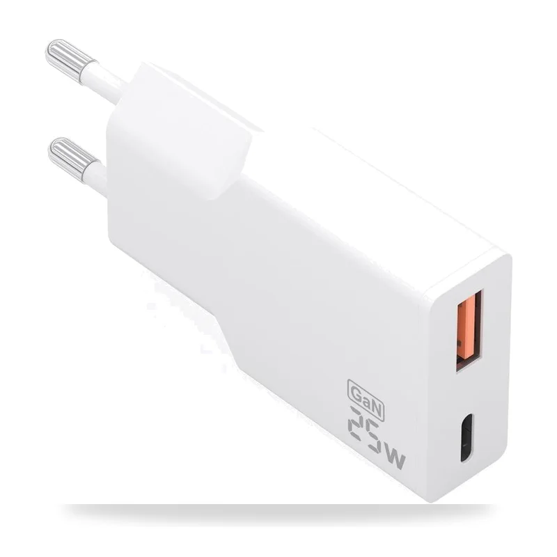 Cargador de Pared GaN Aisens A110-1000/ 1xUSB Tipo-C/ 1xUSB/ 25W/ Blanco