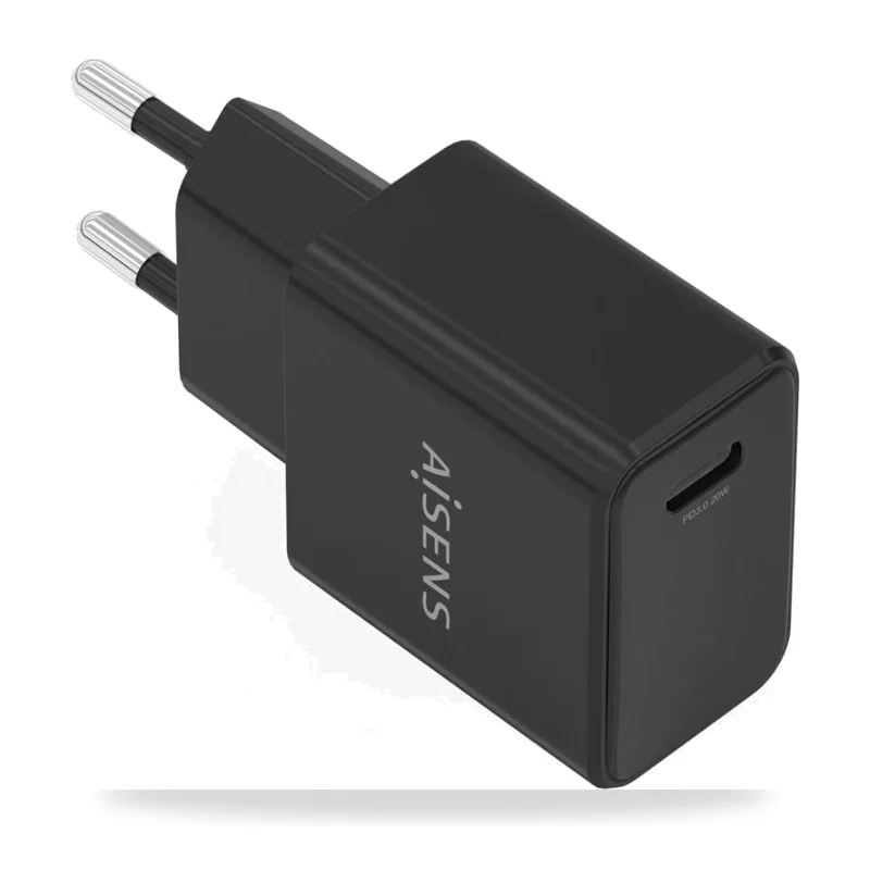 Cargador de Pared GaN Aisens A110-1024/ 1xUSB Tipo-C/ 20W/ Negro