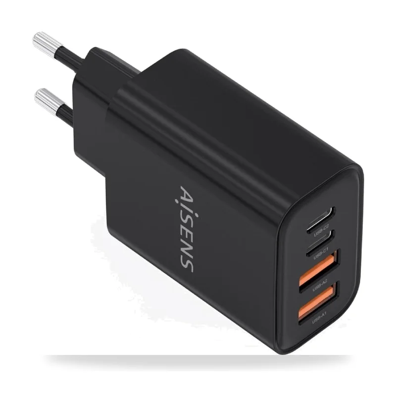 Cargador de Pared GaN Aisens A110-1028/ 2xUSB Tipo-C/ 2xUSB/ 32W/ Negro