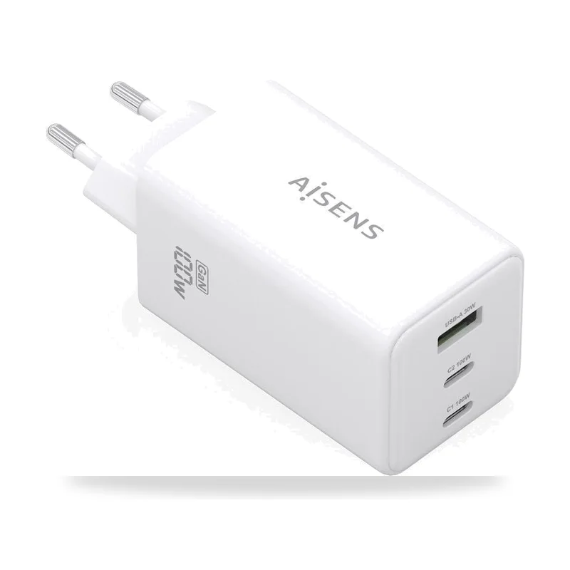 Cargador de Pared GaN Aisens ASCH-100W3P051-W/ 2xUSB Tipo-C/ 1xUSB/ 100W