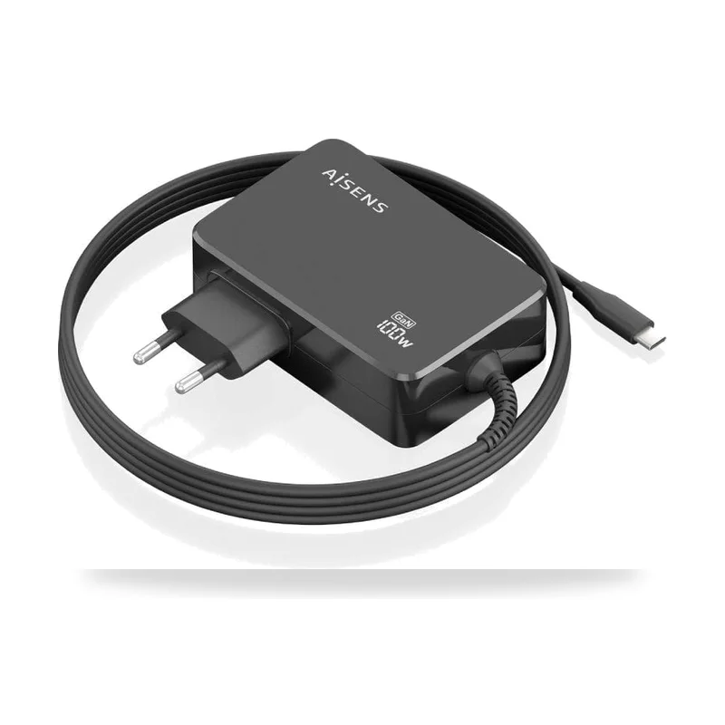 Cargador de Portátil GaN Aisens ASCH-1PD100WL50-BK USB Tipo-C/ 100W/ Automático/ Voltaje 5-20V