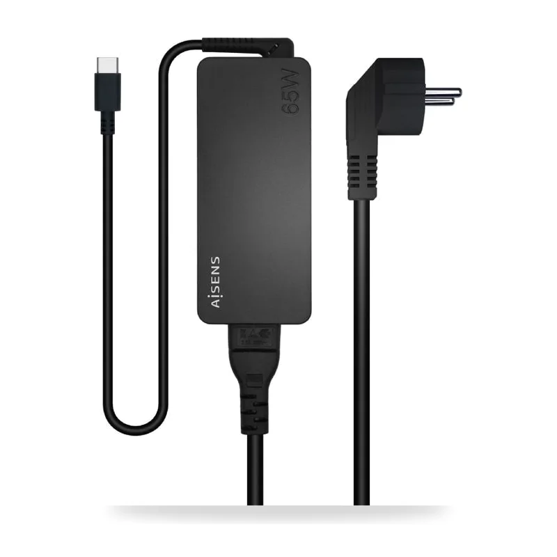 Cargador de Portátil Aisens ASCH-1PD65D-BK/ 1xUSB Tipo-C/ 65W/ Automatico/ Voltaje 5-20V