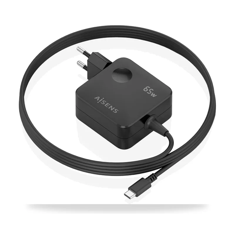 Cargador de Pared GaN Aisens ASCH-1PD65WL85-BK/ 1xUSB Tipo-C/ 65W