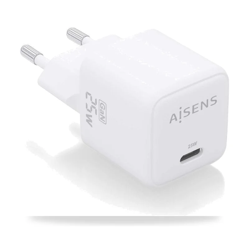 Cargador de Pared GaN Aisens ASCH-25W1P012-W/ 1xUSB Tipo-C/ 25W