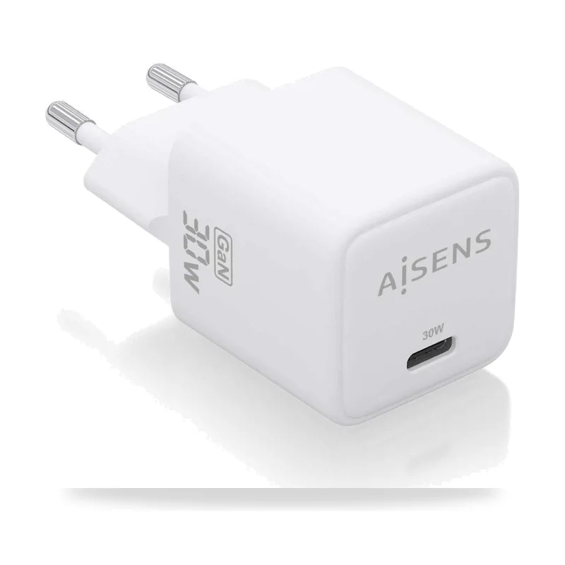 Cargador de Pared GaN Aisens ASCH-30W1P035-W/ 1xUSB Tipo-C/ 30W