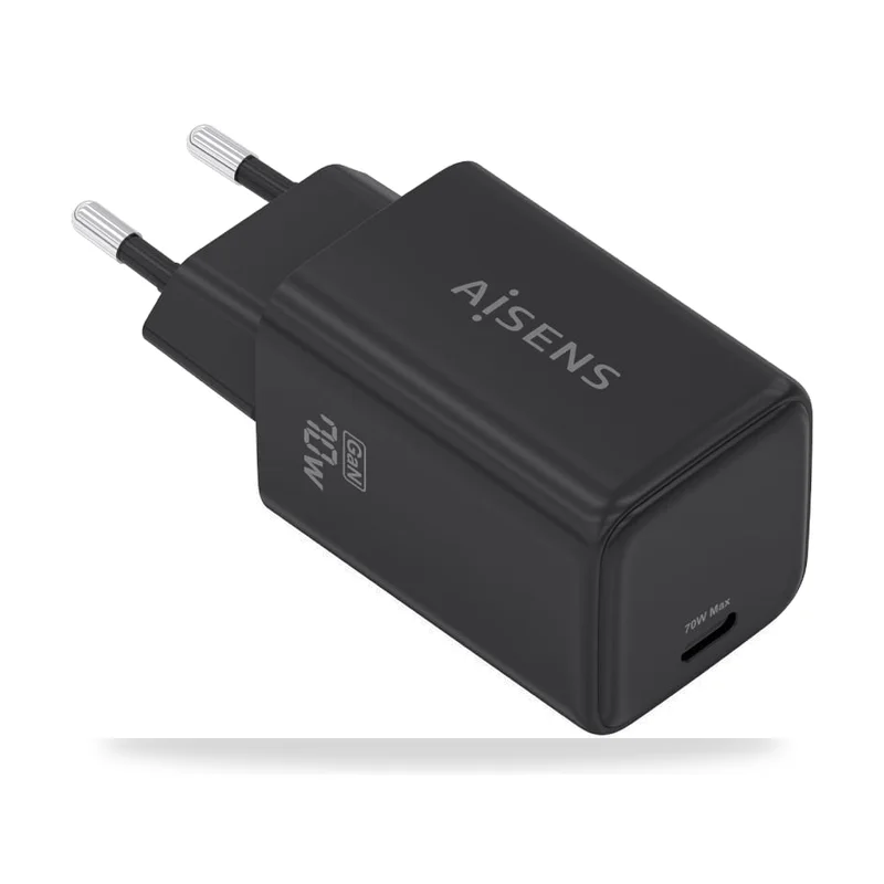 Cargador de Pared GaN Aisens ASCH-70W1P089-BK/ 1xUSB Tipo-C/ 70W