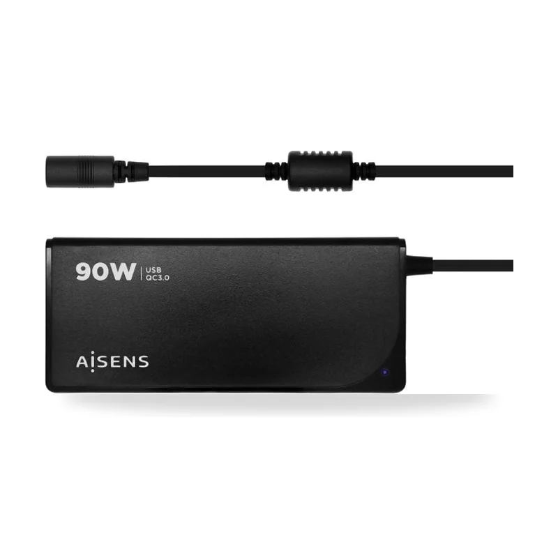 Cargador de Portátil Aisens ASLC-90WAUTO-BK/ 1xUSB/ 90W/ Automático/ 12 Conectores/ Voltaje 15-20V