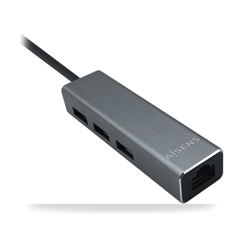 Hub USB 3.0 Aisens A106-0401/ 3xUSB/ 1xRJ45/ Gris