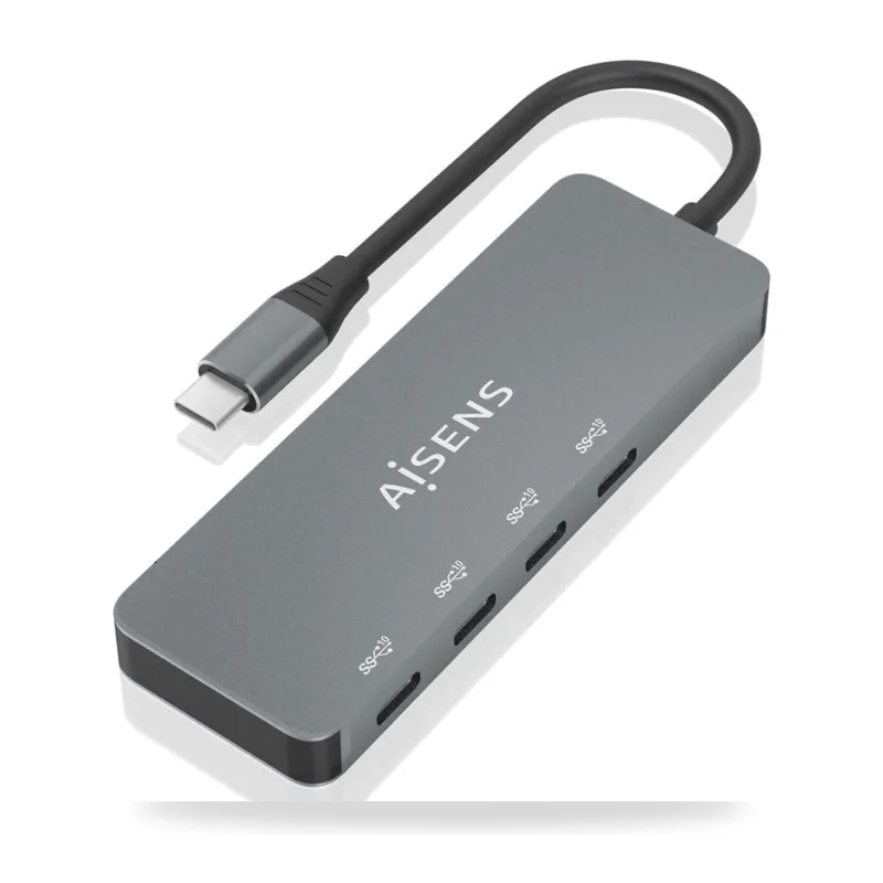 Hub USB Tipo-C Aisens A109-0695/ 4xUSB Tipo-C/ Gris