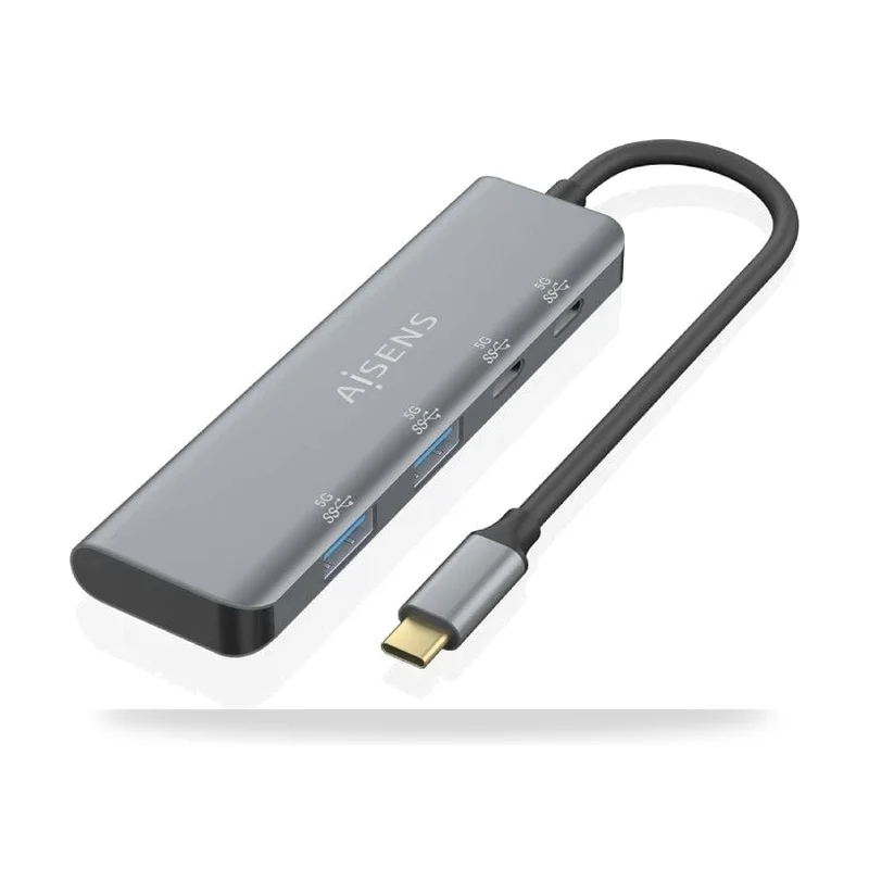 Hub USB Tipo-C Aisens A109-0763/ 2xUSB/ 2xUSB Tipo-C/ Gris