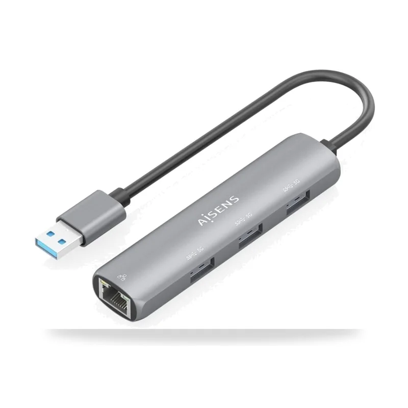 Hub USB Aisens ASUC-4P034-GR/ 3xUSB/ 1xRJ45/ Gris