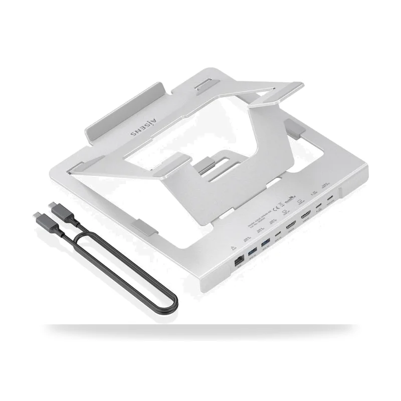Soporte de Sobremesa - Docking USB Tipo-C Aisens ASUC-7P046-GR/ 2xUSB/ 1xUSB Tipo-C/ 2xHDMI/ 1xRJ45/ 1xUSB Tipo-C PD/ Gris