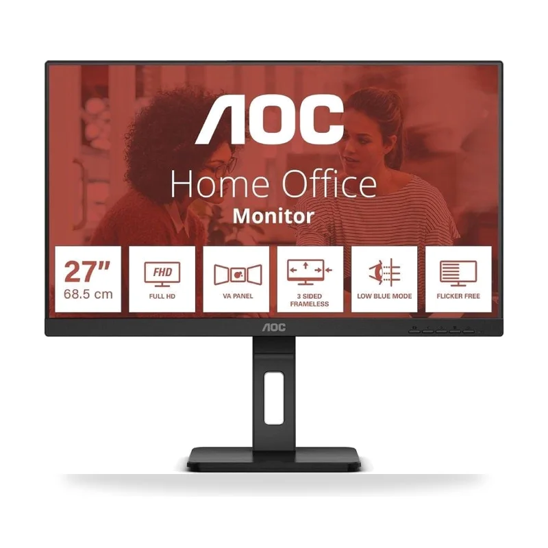 Monitor Profesional AOC 27E3QAF 27"/ Full HD/ Multimedia/ Regulable en altura/ Negro