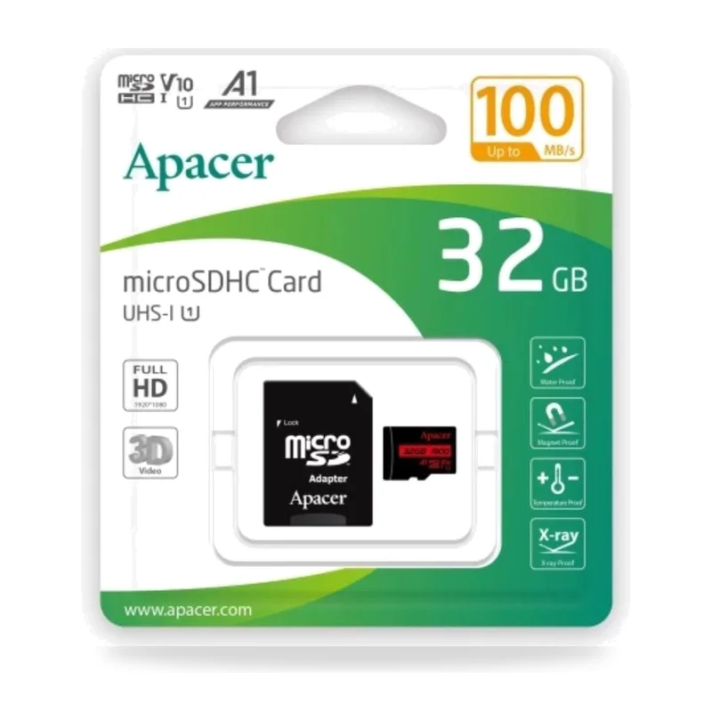 Tarjeta de Memoria Apacer 32GB microSD HC UHS 1 con Adaptador/ Clase 10/ 100MBs