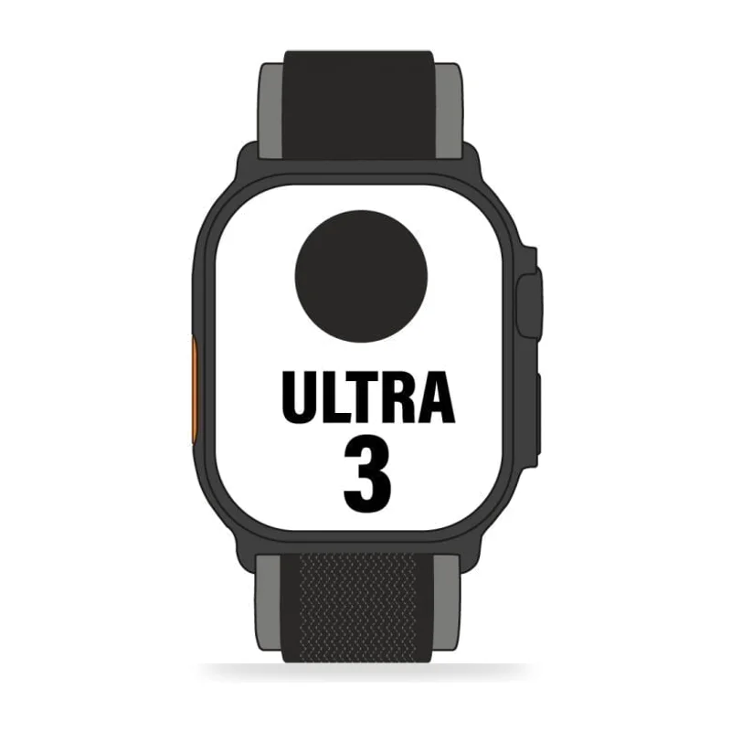 Apple Watch Ultra 3/ GPS/ Cellular/ 49mm/ Caja Titanio Negro/ Correa Trail Loop Negra S/M