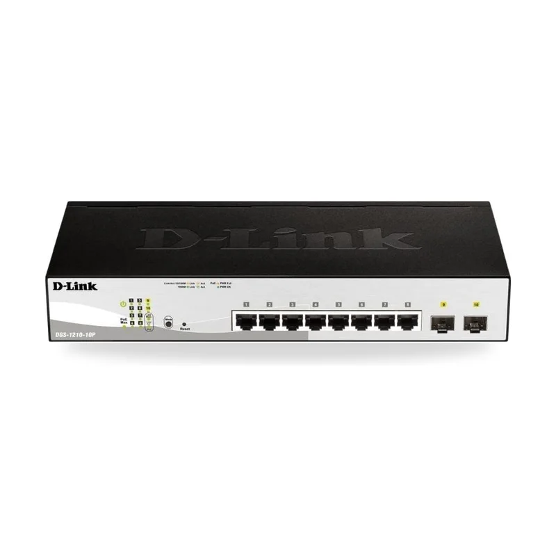 Switch D-Link DGS-1210-10P 10 Puertos/ RJ-45 Gigabit 10/100/1000 PoE/ SFP