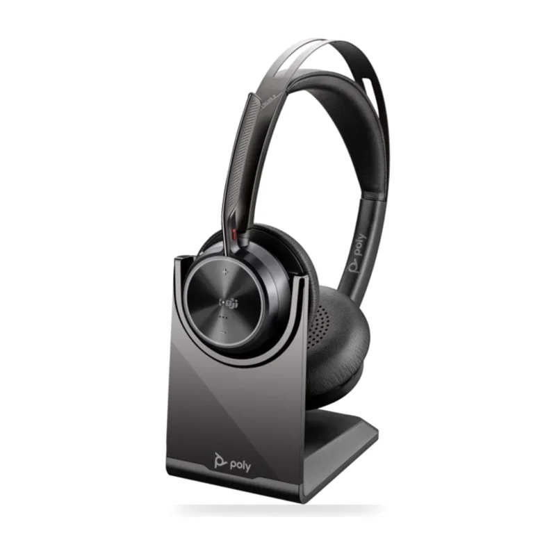 Auriculares Inalámbricos Poly Voyager Focus 2 Microsoft Teams + Adaptador USB-C-A + Soporte de Carga/ con Micrófono/ Bluetooth/ Negros