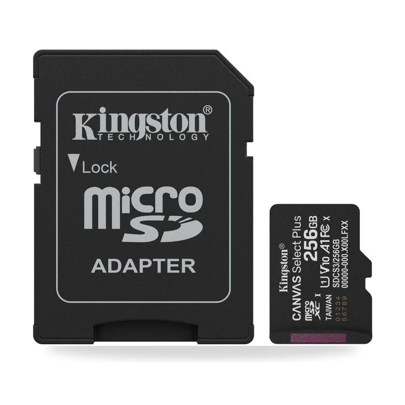 Tarjeta de Memoria Kingston CANVAS Select Plus 256GB microSD XC con Adaptador/ Clase 10/ 150MBs