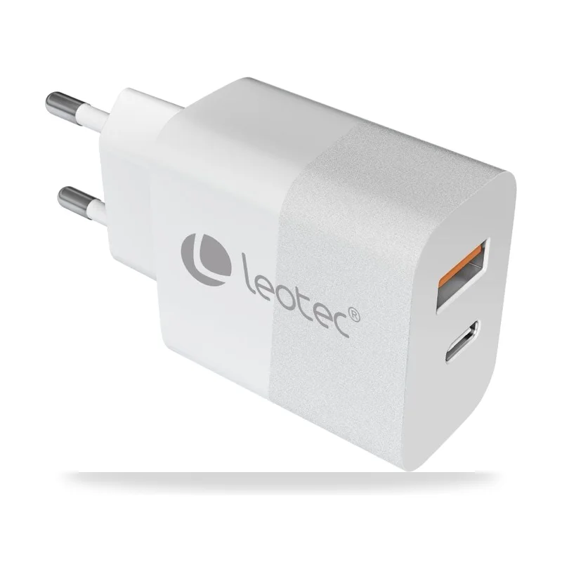 Cargador de Pared GaN Leotec LECSPH30W2W/ 1xUSB Tipo-C/ 1xUSB/ 30W