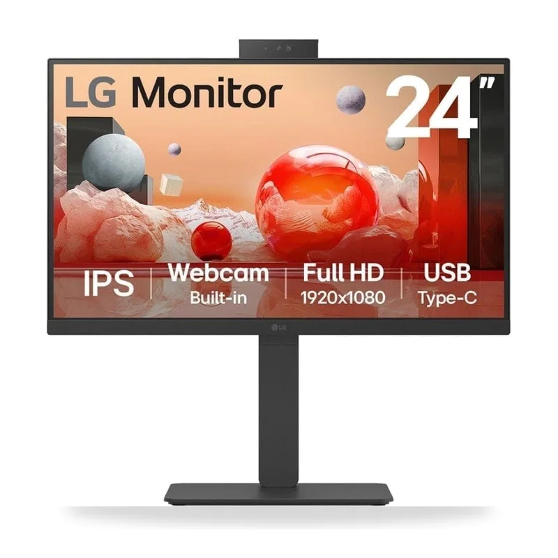 Monitor Profesional LG 24BA850-B 23.8"/ Full HD/ Webcam/ Multimedia/ Negro