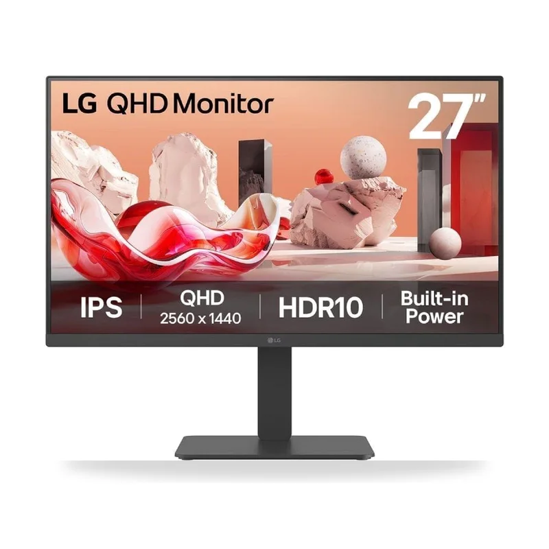Monitor Profesional LG 27BA45QB-B 27"/ QHD/ Multimedia/ Regulable en altura/ Negro