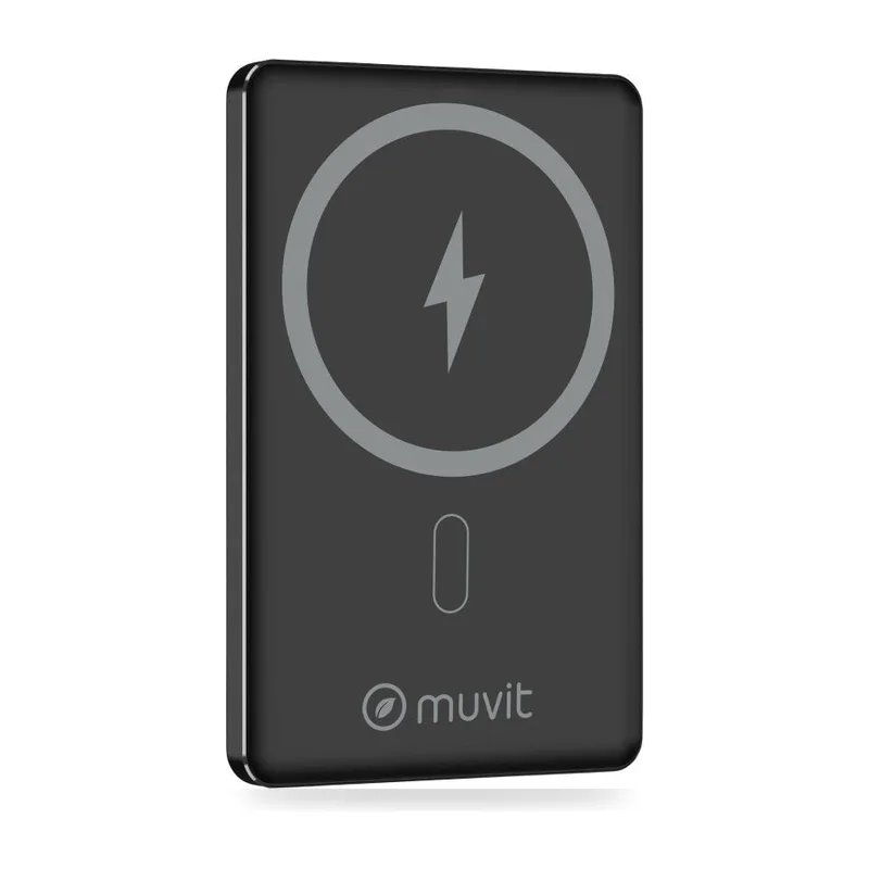 Powerbank 5000mAh Muvit For Change MCCHP0009/ 20W/ Wireless/ Negra/ Incluye Cable USB Tipo-C