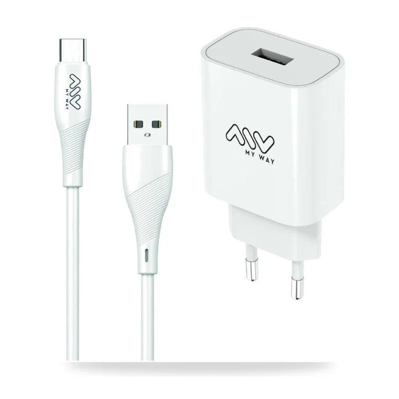 Cargador de Pared Myway MYWEPAK0002/ 1xUSB + Cable USB Tipo-C/ 15W