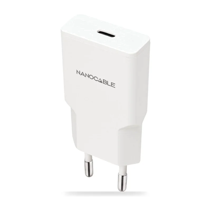 Cargador de Pared Nanocable 10.10.2021/ 1xUSB Tipo-C/ 20W/ Blanco