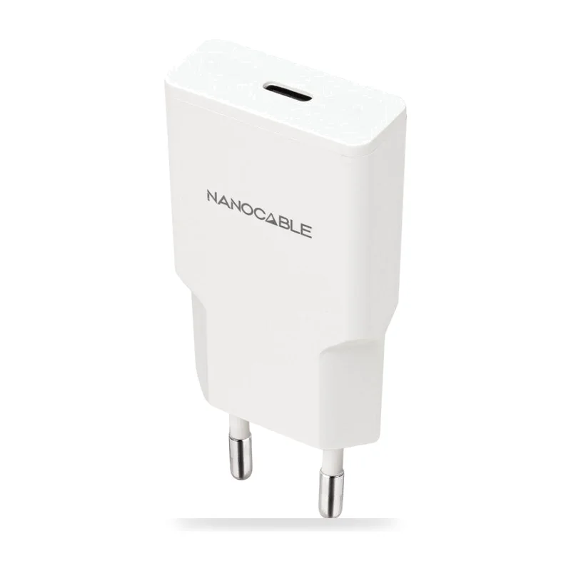 Cargador de Pared Nanocable 10.10.2024/ 1xUSB Tipo-C/ 25W/ Blanco