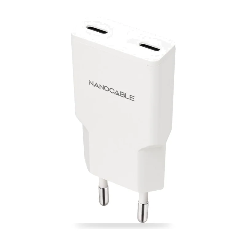 Cargador de Pared Nanocable 10.10.2029/ 2xUSB Tipo-C/ 30W/ Blanco
