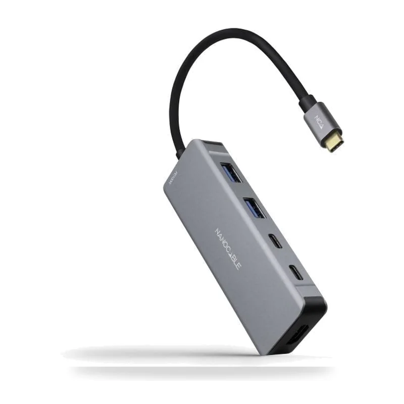 Docking Tipo-C Nanocable 10.16.1006/ 2xUSB/ 1xHDMI 4K/ 2xUSB Tipo-C/ 1xUSB Tipo-C PD/ Gris