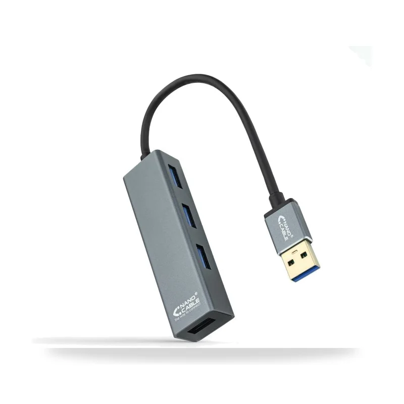 Hub USB 3.0 Nanocable 10.16.4402/ 4xUSB/ Gris