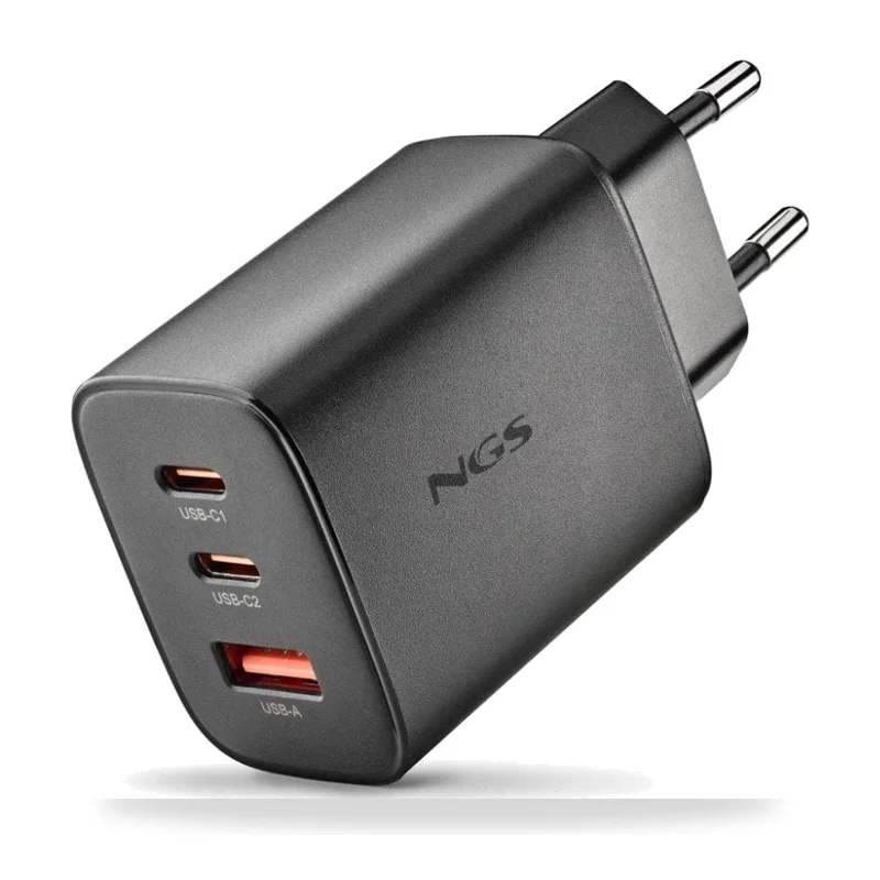 Cargador de Pared GaN NGS Era 65W/ 2xUSB Tipo-C/ 1xUSB/ 65W